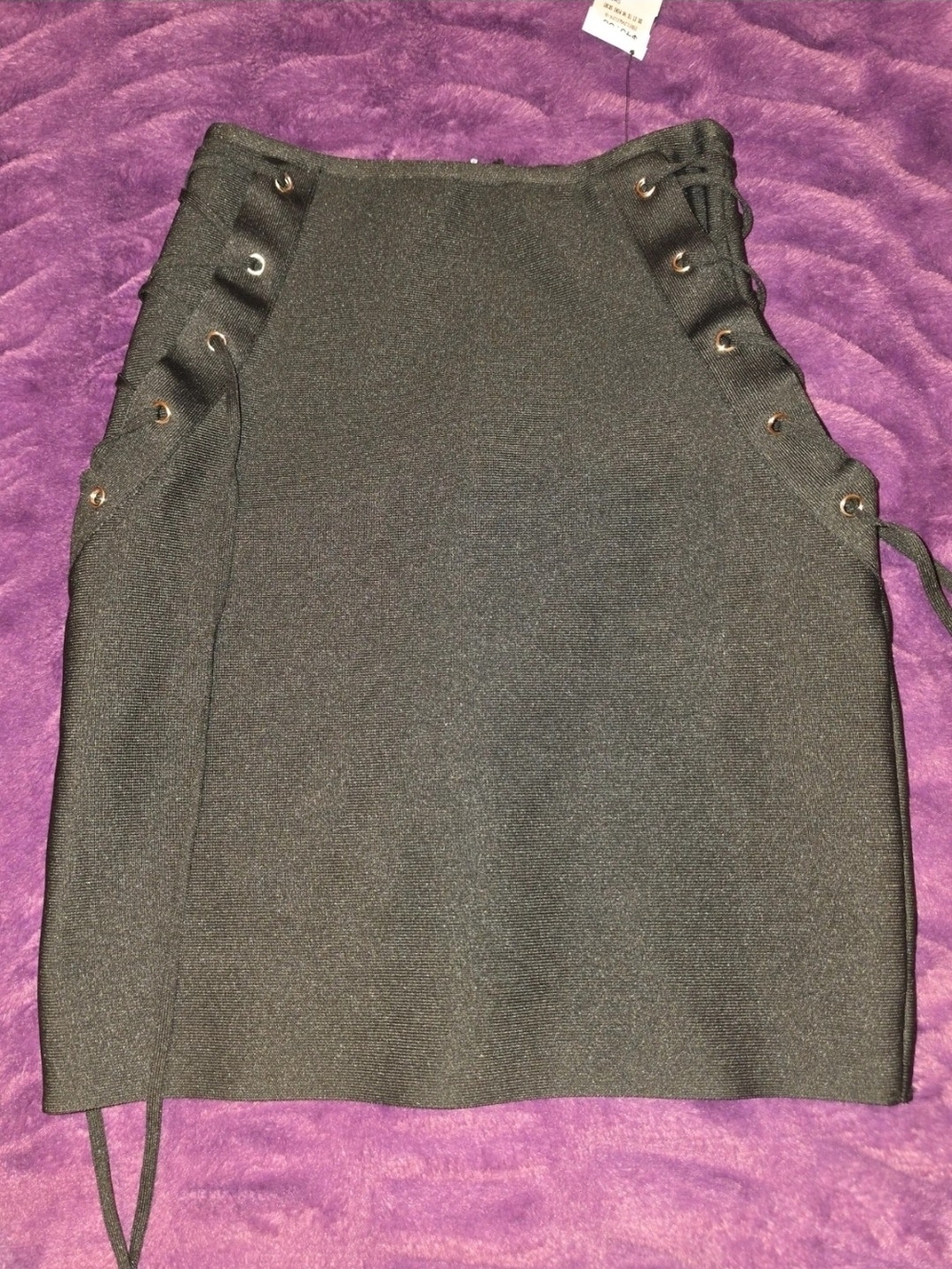 NWT AKIRA Black Skirt With Zipper And Design Lace Up